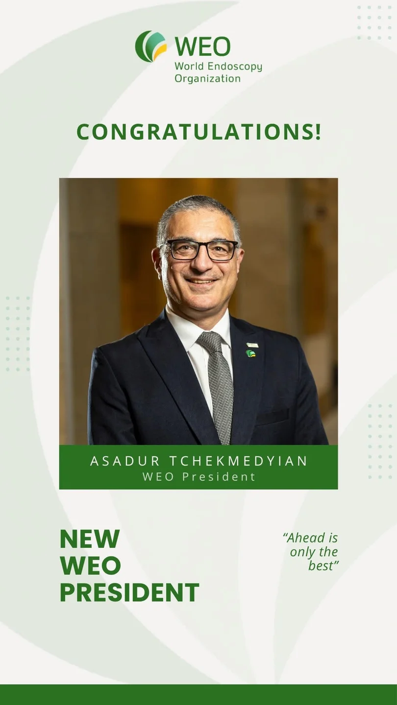 Asadur Tchekmedyian, nuevo presidente de la World Endoscopy Organization